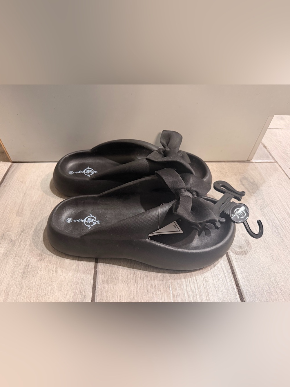 Women's Black Bow Platform Sandals
